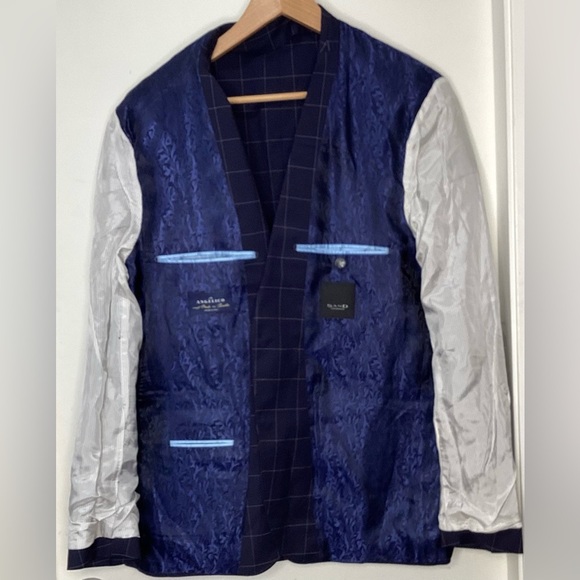 Classic Sand Copenhagen virgin wool suit . Navy Check. Size EU 54/US 42R - Picture 3 of 16